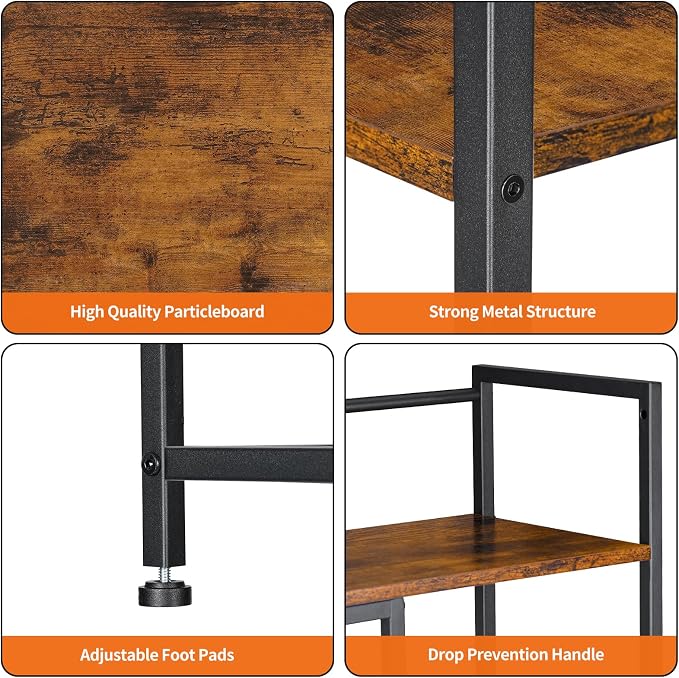 Snughome Desk Shelf, 38.6" Desktop Organizer Shelf, Desk Hutch for Computer Monitor, 4 Tier Desk Display Rack, Wood Desktop Bookshelf Storage Rack for Home Office Dorm, Rustic Brown | Desktop Organizer Shelf