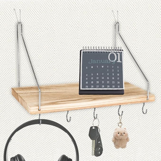 1-Pack Cubicle Shelf For Fabric Walls With Hooks：12x6.0in Wooden Cubicle Shelf Hanging Organizer Silver shelves for Accessories Office Stylish Ations cubical Decorations For Women Desk work storage