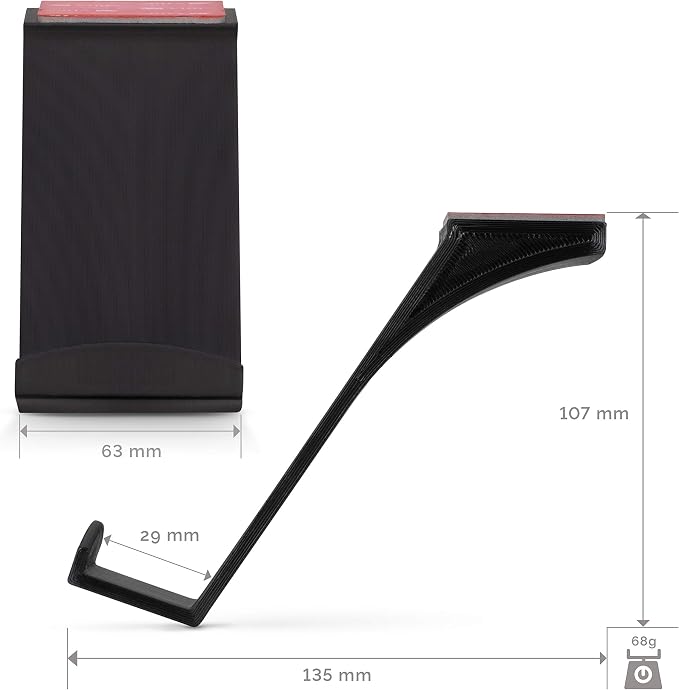 Gamepad Under The Desk Mount Holder Hanger for Xbox One, Switch, PS4, PC, Steam, Steelseries & Most Game Controllers, No Screws, VHB Tape, by Brainwavz (Black, Improved Adheasion Nov2019)