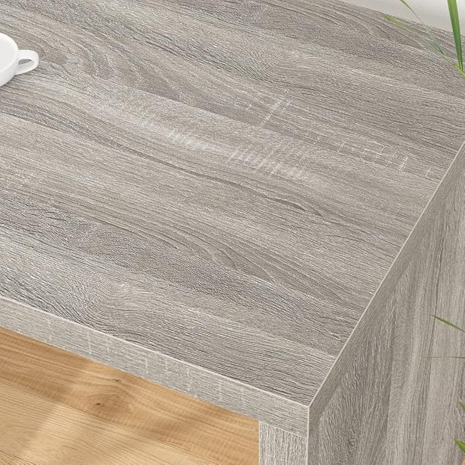 HSH L Shaped Office Desk with Drawers, Reversible Corner Wood Computer Desk Gray, Large L Shaped Desk with Storage Cabinet Shelves for Executive Writing Study, Modern Bedroom Table Grey Oak, 60 Inch