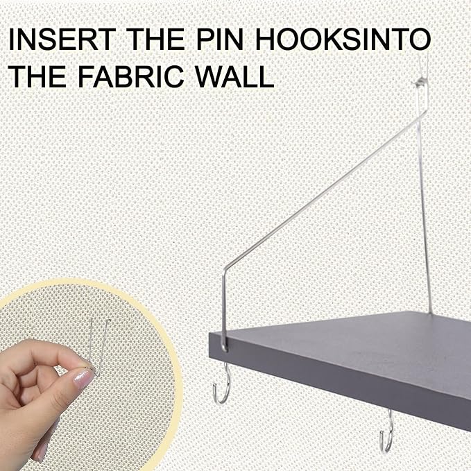 2-Pack Cubicle Shelf For Fabric Walls With Hooks：12x6.0in Gray Wooden Cubicle Shelf Hanging Organizer Silver shelves Accessories Office Stylish Ations cubical Decorations For Women Desk work storage