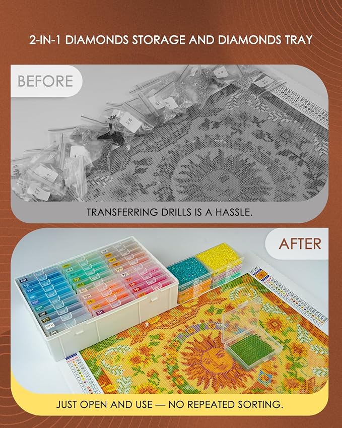 Diamond Art Trays with Lids, 60PCS Diamond Painting Trays with Lids ＆ Diamond Art Storage, Diamond Painting Accessories for Beads (2 Packs)