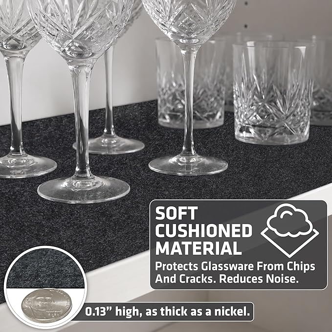 Drymate Premium Luxury Shelf & Drawer Liner, Thick Cushioned Fabric, Non-Adhesive, Absorbent, Waterproof, Slip-Resistant, Liners for Kitchen Cabinets, Cupboards (USA Made)(11”x50”)(2-Pack)(Charcoal)