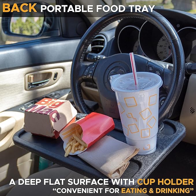 EcoNour Steering Wheel Desk Tray Compatible for Toyota Corolla 2020-2026 | Car Laptop Mount Tray with Pen Holder | Food & Drink Holder | Multipurpose Travel Car Accessories