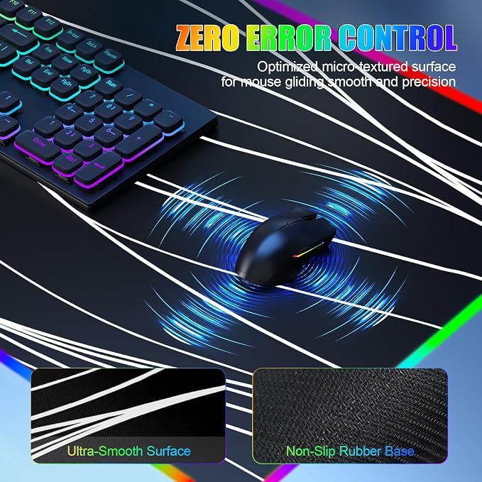 RGB Mouse Pad with Foldable Phone Stand Wireless Charger, 31.5"x11.8" XL Gaming Mousepad Large Desk Mat, Desk Pad with 11 Colors 5 Modes, Waterproof