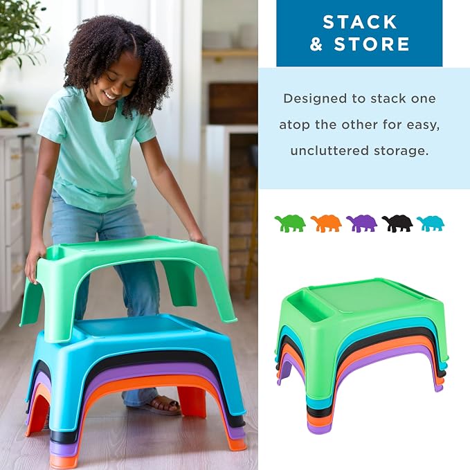 LapGear Turtle Table Kids Activity Lap Desk Tray with Storage Wells for Snacks, Play, Classroom and Sensory Toys - Purple - Style No. 20102