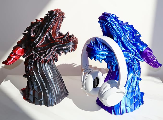 Dragon Headphone Stand and Holder, Gamer Gift, 15" Tall, Statue for Gamers (Purple & Blue Nebula, Regular 12" Tall)