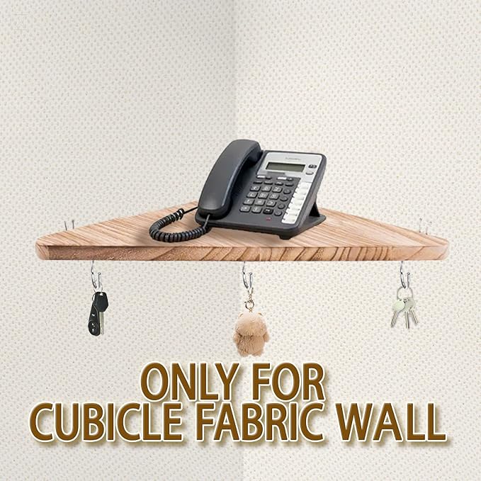 Cubicle corner shelf with hook：3pcs 12in wood triangle cubicile hanging shelves organization accessories fabric walls organizer for use in office cubicles office stylish decoration for women's desks