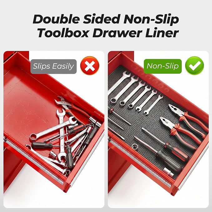 PABUSIOR Toolbox Shelf Liners Black: 5MM Thick Heavy Duty Tool Box Foam Liner for Drawers - Non Slip Grip Cabinet Mats for Garage Shelves 16" W x 98" L