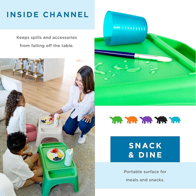 LapGear Turtle Table Kids Activity Lap Desk Tray with Storage Wells for Snacks, Play, Classroom and Sensory Toys - Multicolored Pack of 8 - Style No. 20100
