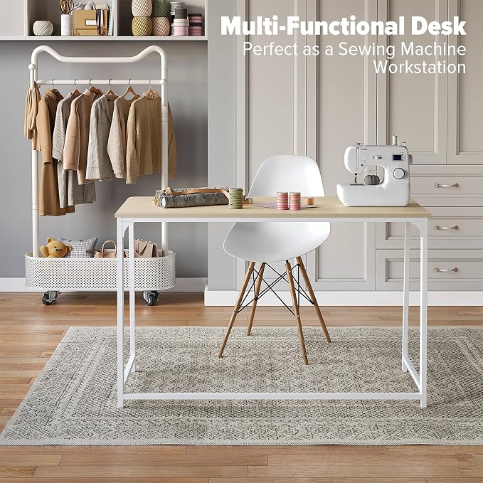 WOHOMO Folding Desk, Small Foldable Desk 47.2" for Small Spaces, Space Saving Computer Table Writing Workstation for Home Office, Easy Assembly, Oak