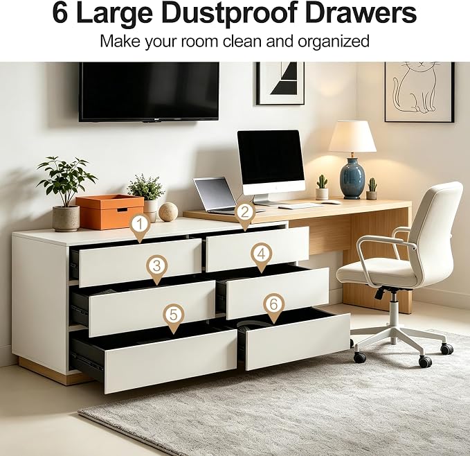 Retractable L-Corner Computer Desk with 6 Organizer Drawers for Games, Make-up, Home Office, Log