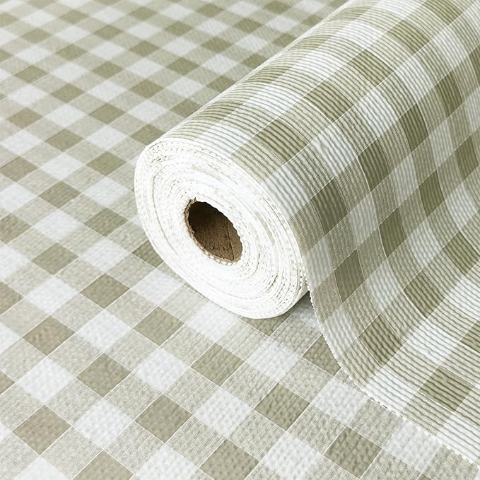 Drawer Liner and Shelf Liner for Kitchen Cabinet Liner Non-Adhesive Non-Slip Shelf Paper, Thick Strong Grip Waterproof Easy to Clean for Shelves, Cupboard, Desks, Green Plaid Pattern, 12 in x 30 FT