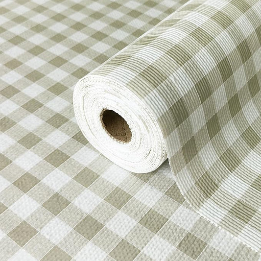 Drawer Liner and Shelf Liner for Kitchen Cabinet Liner Non-Adhesive Non-Slip Shelf Paper, Thick Strong Grip Waterproof Easy to Clean for Shelves, Cupboard, Desks, Green Plaid Pattern, 23.6 in x 40 FT