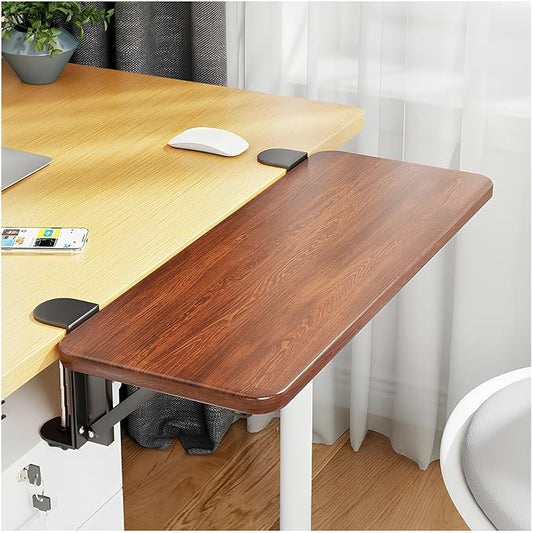 Ergonomics Desk Extender Tray Wooden Desk Extender, Large Size Foldable Keyboard Drawer Tray Can Be Used As Armrests Shelves Desktop Extensions for Home and Office(60 * 25cm)