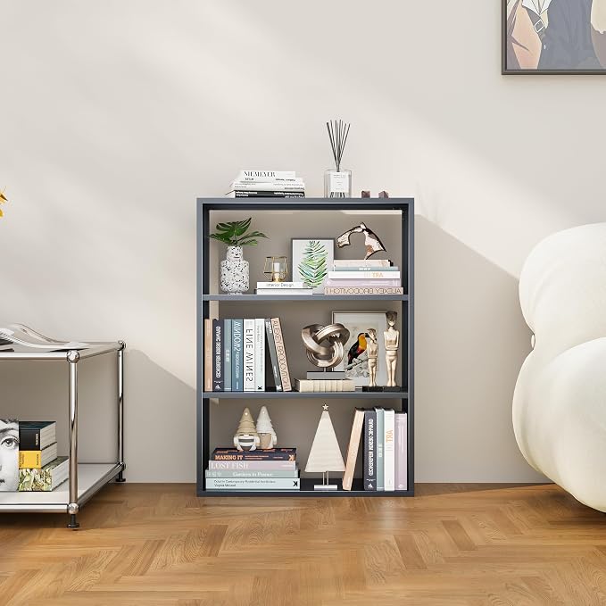 3 Tier Small Book Case, Space-Saving Corner Shelf for Desk Side, Under Desk, Sofa Side & Bedroom, Expand Your Storage in Small Spaces, Home, Office & Apartment Organizer