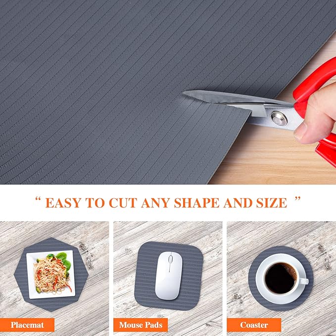 Shelf Liners for Kitchen Cabinets, 22Inch x 30Ft, Non Adhesive Shelf Liner, Non-Slip Kitchen Drawer Liners, Waterproof Durable Cabinet Liners for Shelves, Refrigerator, Pantry, Dark Gray