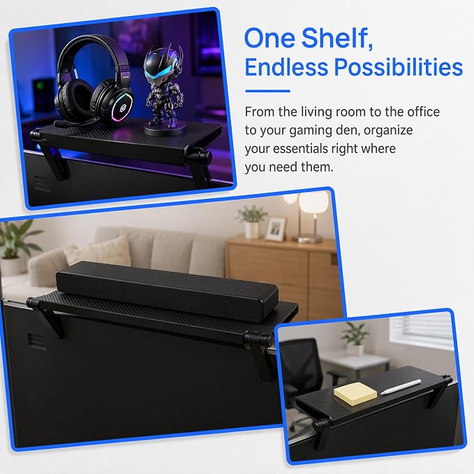 11.5 Inch Adjustable Screen Top Shelf Organizer for TV Computer Monitor Flat Screen, TV Mount Top Shelf Used to Place Soundbar Cable Box Speakers Apple TV Play-Station Camera Frames Remote