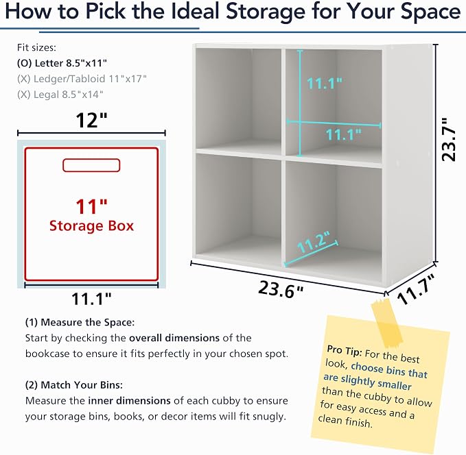 Homes: Inside + Out Apexa 6-Cube Storage Organizer Shelves, Stackable Wood Bookcase Fits Cubby Bins for Organization, Dorm Teen Room Decor & Home Office, Light Blue
