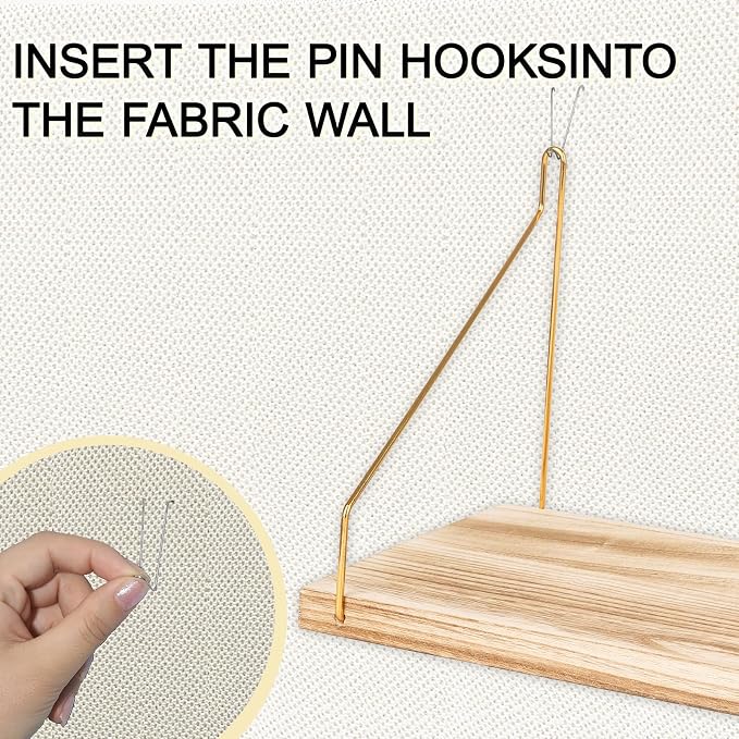 2-Pack Cubicle Shelf For Fabric Walls With Hooks：12x6.0in Wooden Cubicle Shelf Hanging Gold Bracket Use For Office Cubicle Accessories Office Stylish Ations Cubicle Decorations For Women Desk