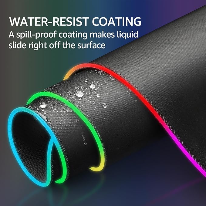 KTRIO RGB Large Gaming Mouse Pad, 31.5 x 11.8 in, RGB Black, XL | Smooth Micro-Weave Surface, RGB Lighting Design, Non-Slip Rubber Base, Durable Stitched Edges, Office & Home Use