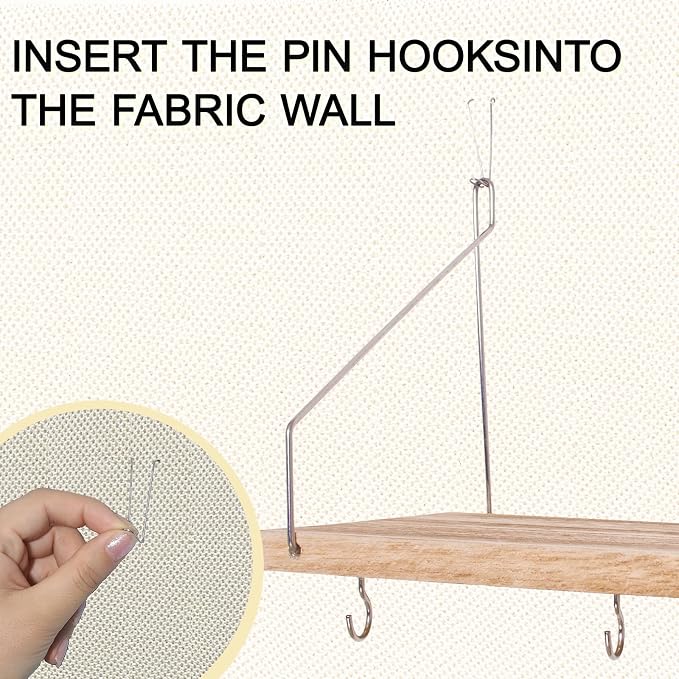 2-Pack Cubicle Shelf For Fabric Walls With Hooks：12x6.0in Wooden Cubicle Shelf Hanging Organizer Silver shelves for Accessories Office Stylish Ations cubical Decorations For Women Desk work storage