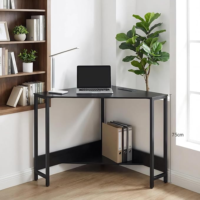 Gdrasuya10 Corner Desk With USB Power Outlets - Small Computer Workstation for Home Office, Living Room, Bedroom - Black Triangle Storage Writing Table for Small Spaces