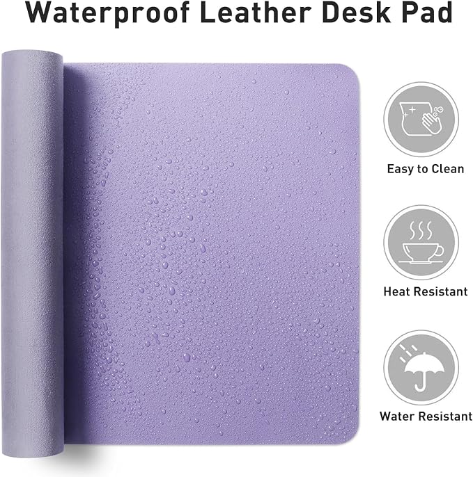 Aothia Faux Leather Desk Mat (Light Purple, 36" x 17")