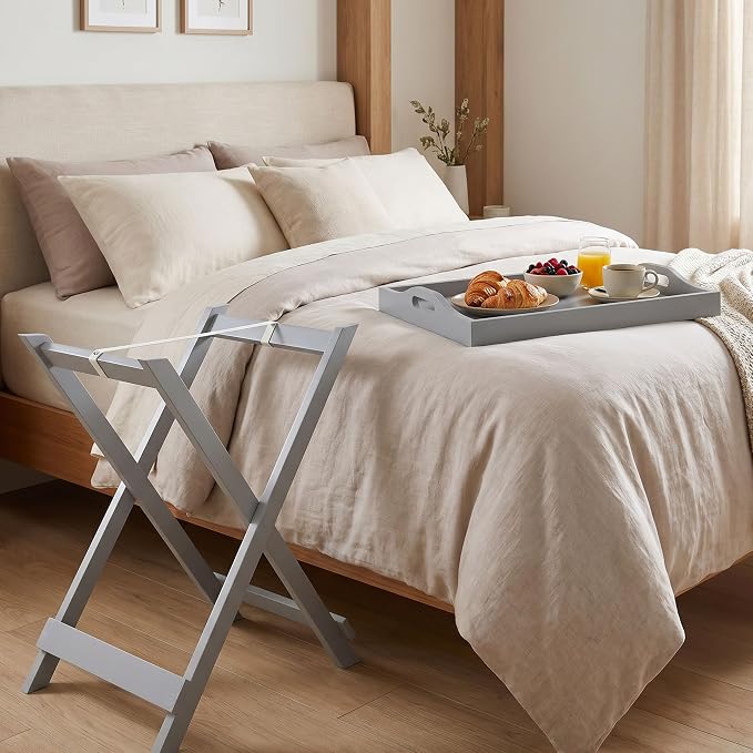 Lavish Home Folding TV Tray Table - Contemporary Side Table with Removable Tray Top for Food Serving, Meals, or Decor in Living Room, Bedroom, or Home Office (Gray)