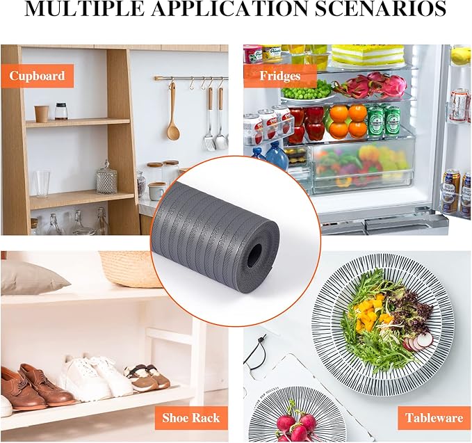 Mcrbeay Shelf Liners for Kitchen Cabinets, 12" x 120", Non Adhesive Shelf Liner, Non-Slip Kitchen Drawer Liners, Waterproof Durable Cabinet Liners for Shelves, Pantry, Dark Gray