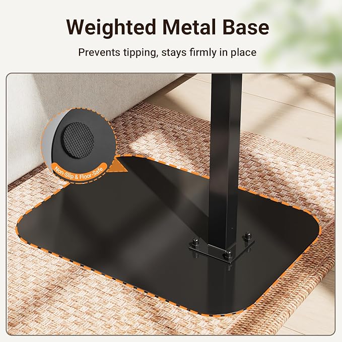ELYKEN TV Tray Table, C-Shape Couch Desk, 360° Swivel Side Table Height Adjustable, Laptop Stand for Couch Recliner, Small Bedside Tables (Black)