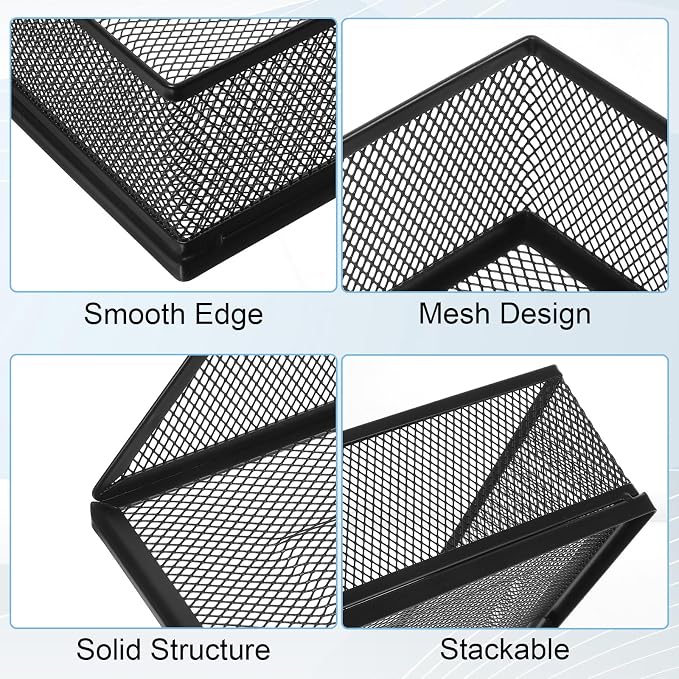 2 Pack 12.8 x 9.84 Inch Black Metal Mesh Letter Tray, Stackable Desk File Organizer Paper Holder Document Storage for Office Home Classroom