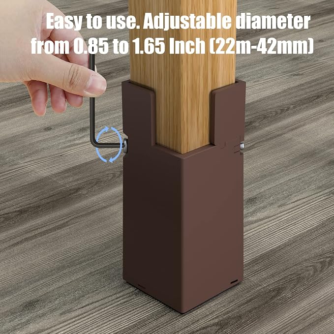 Sephyroth Adjustable Bed Risers Furniture Risers 4Pack with Screw Clamp Table Desk Chair Risers Bed Risers 2Inch Fit Furniture's Square/Round Leg Diameter from 0.8''–1.6''(2Inch Brown)