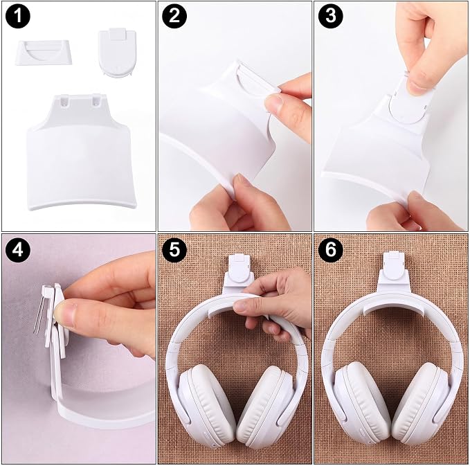 5 Set Fabric Wall Headphones Hook for Cubicle Organization Headset Stand for Desk Office Accessories Cubicle Decorations (Blue Series)