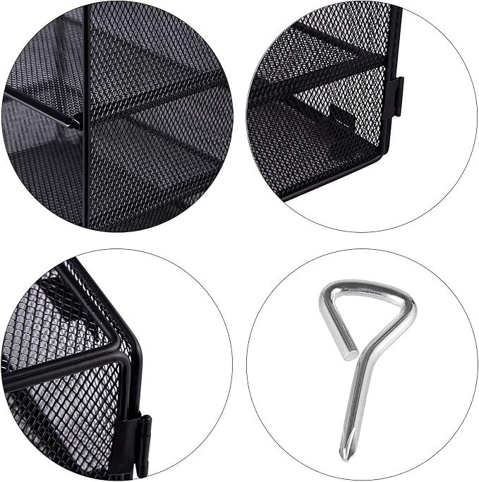 EASEPRES 5 Slot Mesh Desk Organizer Tray, File Paper Letter Folder Holder Desktop Paper Sorter Mail Organization Rack Storage Accessories, for Office Home School Classroom, Black, 2 Pack