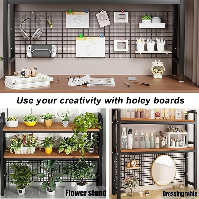 2-Tier Desktop Hutch Bookshelf Metal Desk Shelf Dorm Bookcase for Computer Desk Countertop Storage Organizer Display Rack for Office Home (Black, 37.4in)