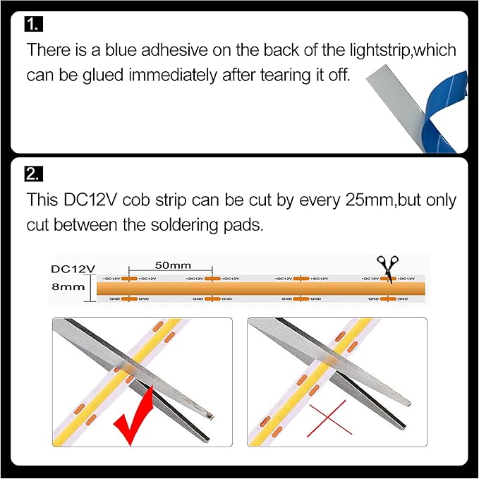 HAMRVL 12V COB LED Strip Lights 32.8ft (2 Rolls of 16.4ft), Plug-in 3000K Warm White Shelf Lights 320LEDs/M DIY Cut to Size Dimmable Under Shelf Lighting for Bookshelf, Display Case, Kitchen Cabinet