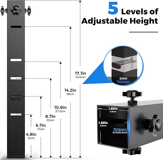 4 Pcs Folding Table Risers for Table Legs, Folding Table Leg Extenders, 5 Levels Adjustable Height Extensions Rise Table Straight/Bent Legs 4.8｜6.7｜8.7｜10.8｜14.2in for Treating Your Back Pain