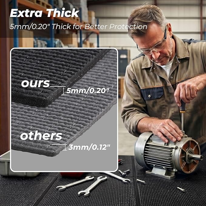 Black Shelf Liner for Under Sink - 5 mm Thick Strong Grip Non-Slip Large Toolbox Drawer Mat for Wire Shelving Cabinet - 24 in Wide × 68 Inch