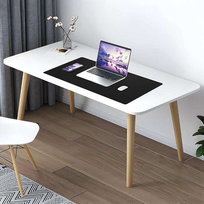 AFIING Cork Desk Mat, Black,23.6" x 13.7", Desk Pad Protector | Dual-Sided Cork & PU Leather, Waterproof, Non-Slip for Mouse, Writing, Home Office& Laptop