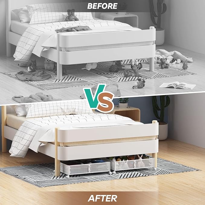 Under Bed Storage, Under the Bed Storage Containers with Wheels, Under Bed Shoe Storage Organizer Drawer for Bedroom Clothes Shoes Blankets -2Pack