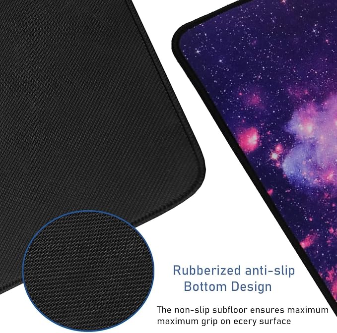 Gaming Mouse Pad with Stitched Edges, (35.4X15.7In) Durable Non-Slip Natural Rubber Base, Waterproof Computer Keyboard Pad Mat for Esports Pros/Gamer/Desktop/Office/Home, Galaxy