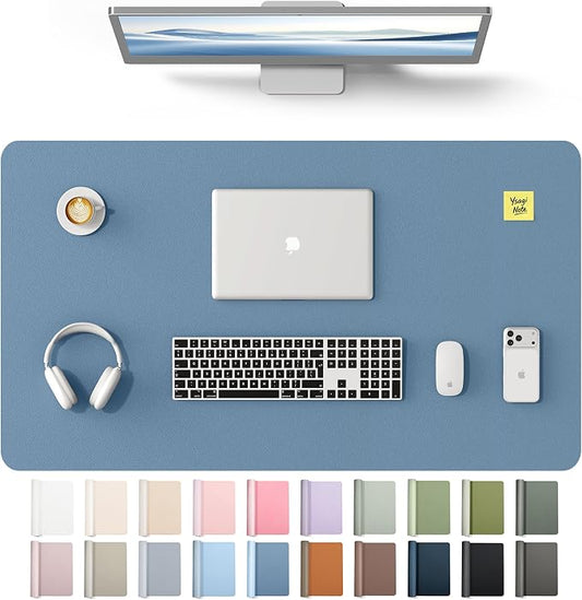 YSAGi Leather Desk Protector, Office Mat, Large Mouse Mat, Non-Slip PU Leather Blotter, Laptop Desk Mat, Waterproof Writing Pad for Office and Home(Blue, 40" x 24")