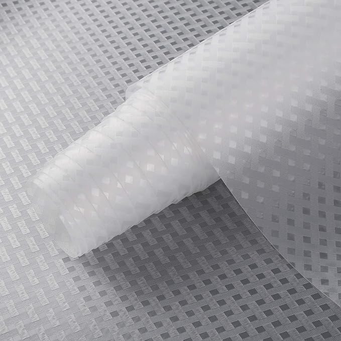 HooTown Shelf Liner Kitchen Cabinet Drawer Mats 23.6 Inch Wide x 196.8 Inch Long, Non Slip EVA Plastic Water Resistant Pad for Bathroom Drawers,Shoe Shelves, Under Sink, Clear