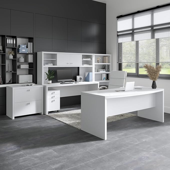 Bush Business Furniture Echo Desk Return/Bridge, Pure White