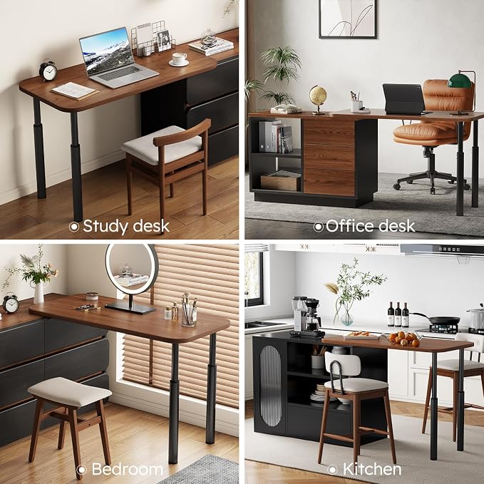 CycleCrew Large L-Shaped Desk Extension, 47.2" L Freestanding Desk Extender with Adjustable Height, Full-Size Tabletop Extension for Existing Desk, Space Saving Workstation Expansion for Home Office