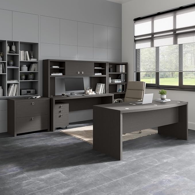 Bush Business Furniture Echo Desk Return/Bridge, Charcoal Maple