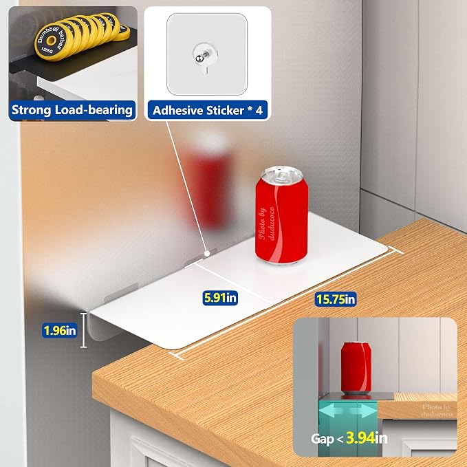 Metal Kitchen Refrigerator Gap Partition Countertop Gap Extension Board, Refrigerator Side Partition, Gap Covers Between Countertop And Walls, No Drill (White, 15.7 * 5.9inch)