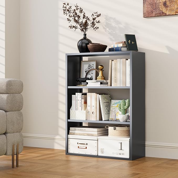 3 Tier Small Book Case, Space-Saving Corner Shelf for Desk Side, Under Desk, Sofa Side & Bedroom, Expand Your Storage in Small Spaces, Home, Office & Apartment Organizer