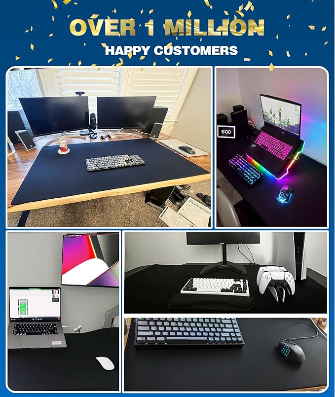 KTRIO Oversized Gaming Mouse Pad Desk Mat for Gamer, 47.3" x 23.6", Black | Full Desk Coverage, Superior Micro-Weave Cloth, Non-Slip Rubber Base, Durable Stitched Edges, Water-Resistant Coating